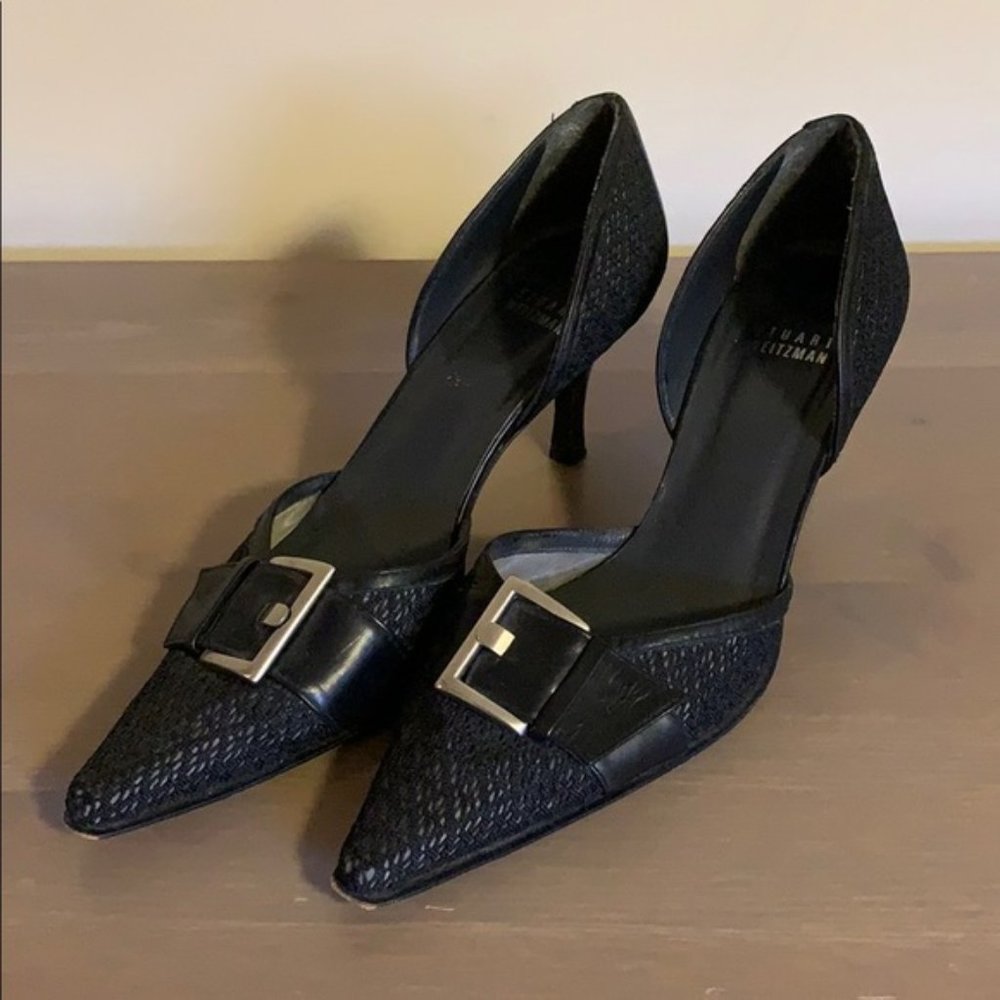 Stuart Weitzman Leather and Crochet Heels - Women’s Size 7 - Picture 2 of 7
